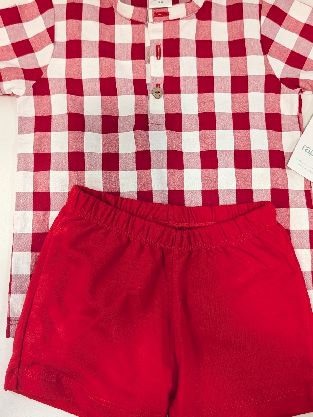 Red Gingham Top and Solid Red Shorts Set Rapife 3t